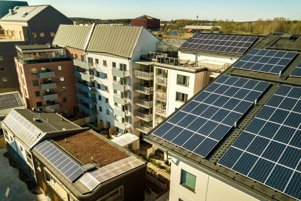 solar panels on rooftops